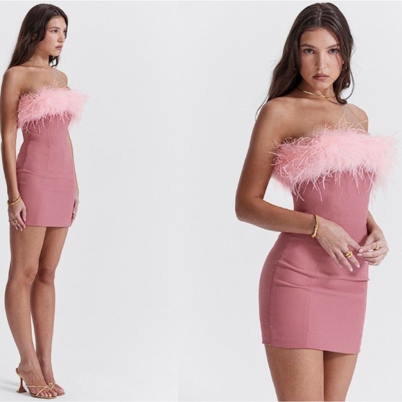 NWOT HOUSE OF CB 'Alexa' Warm Pink Strapless Mini Dress sz XS - Picture 4 of 9